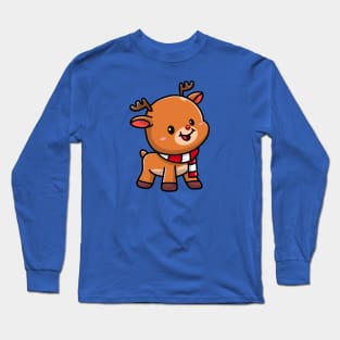 Cute Baby Deer Moose Cartoon Vector Icon Illustration Long Sleeve T-Shirt